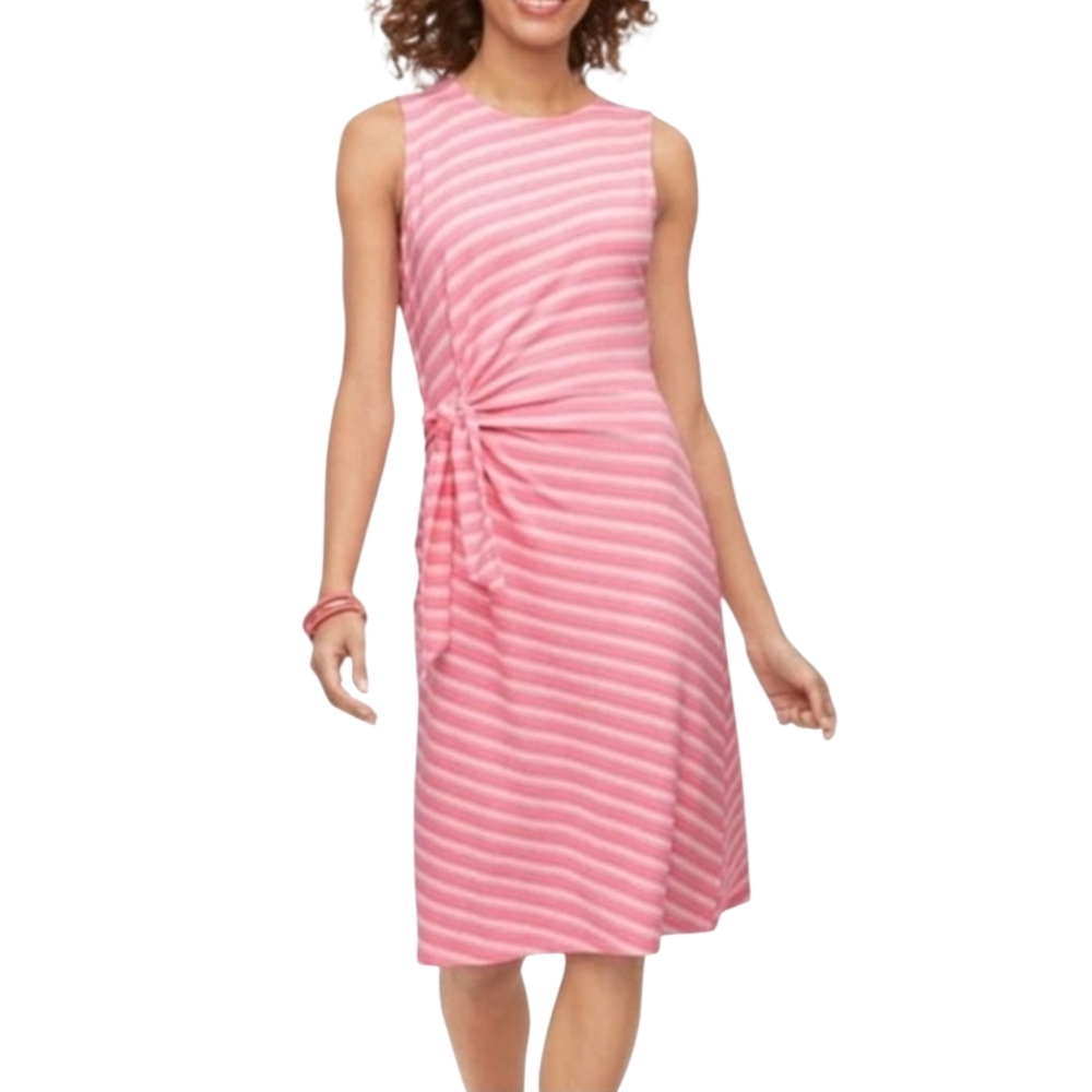 Talbots Pink‎ & White Stripe Sleeveless Shift Dress Size Small Petite